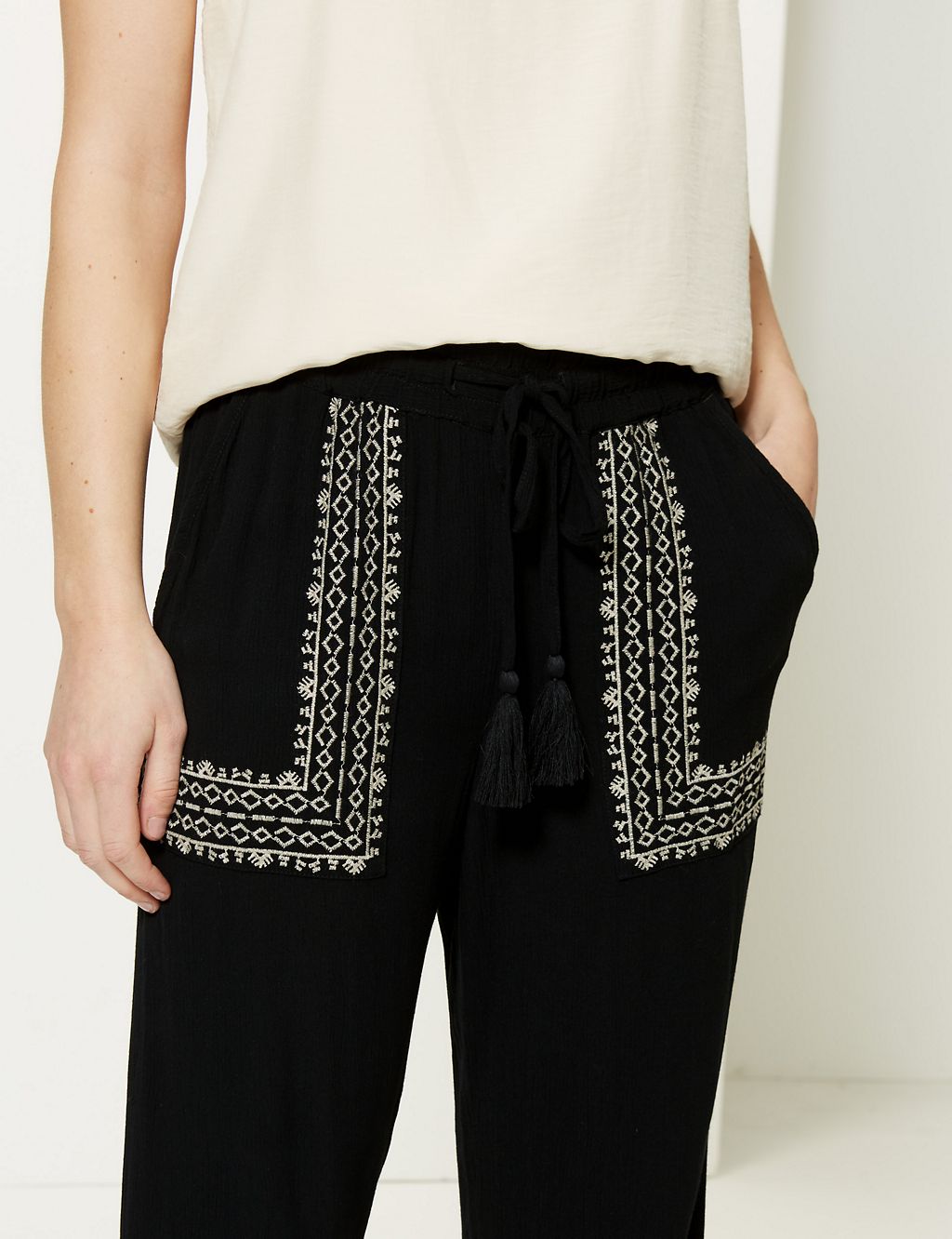 Embroidered Ankle Grazer Peg Trousers 4 of 5