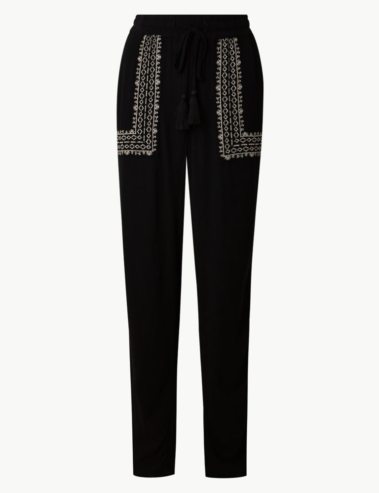 Embroidered Ankle Grazer Peg Trousers 2 of 5