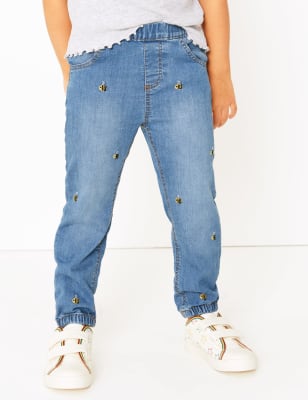 Embroidered jeans - Denim blue/Bees - Kids