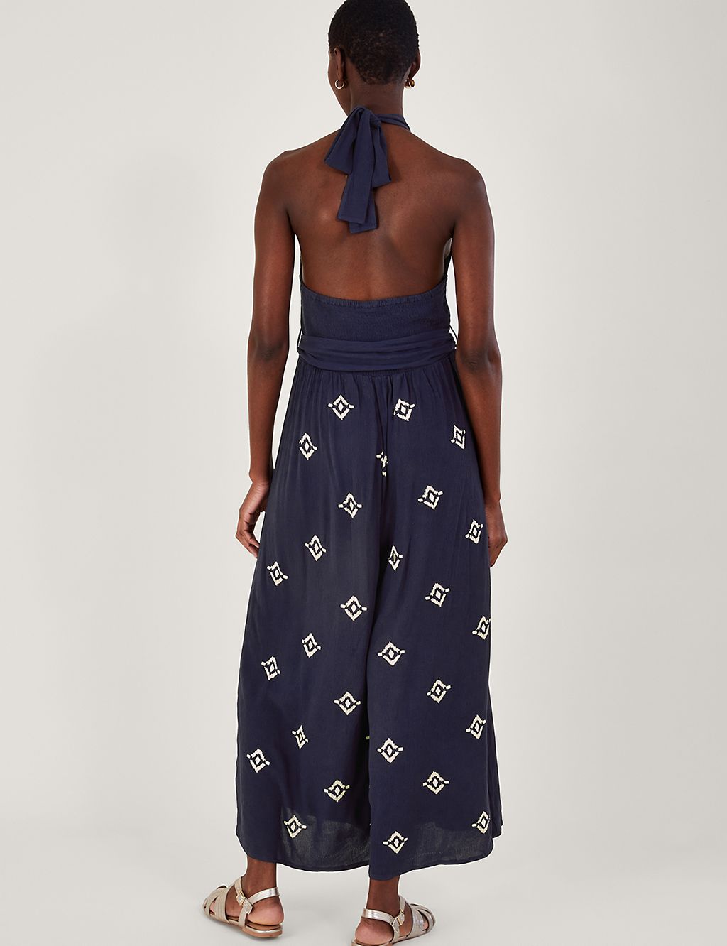 Embroidered Belted Sleeveless Jumpsuit 2 of 5