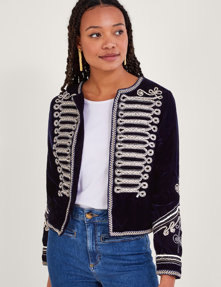 Collarless military jacket best sale