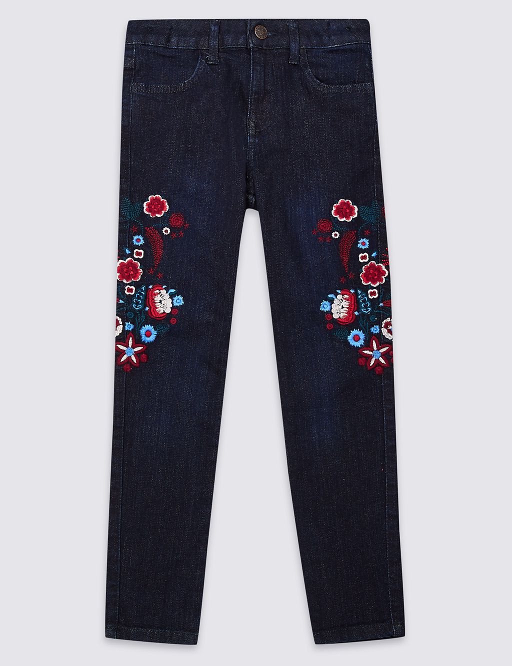 Embroidered Cotton Jean with Stretch (3-16 Years) 1 of 4
