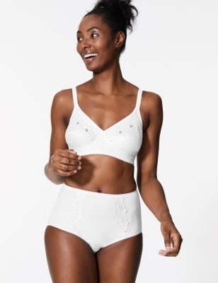 Embroidered Crossover Non-Wired Full Cup Bra A-E