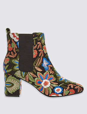 Embroidered Floral Ankle Boots with Insolia® Image 2 of 6