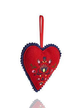 Embroidered Heart Tree Decoration Image 2 of 3