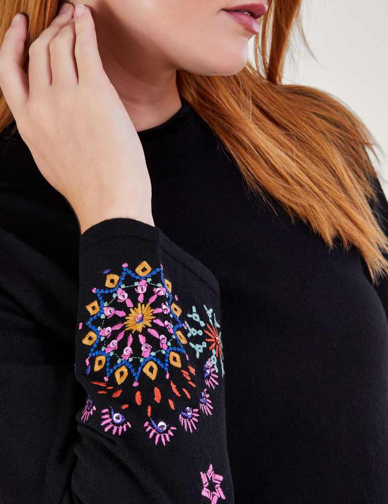 Embroidered sweater dress shop