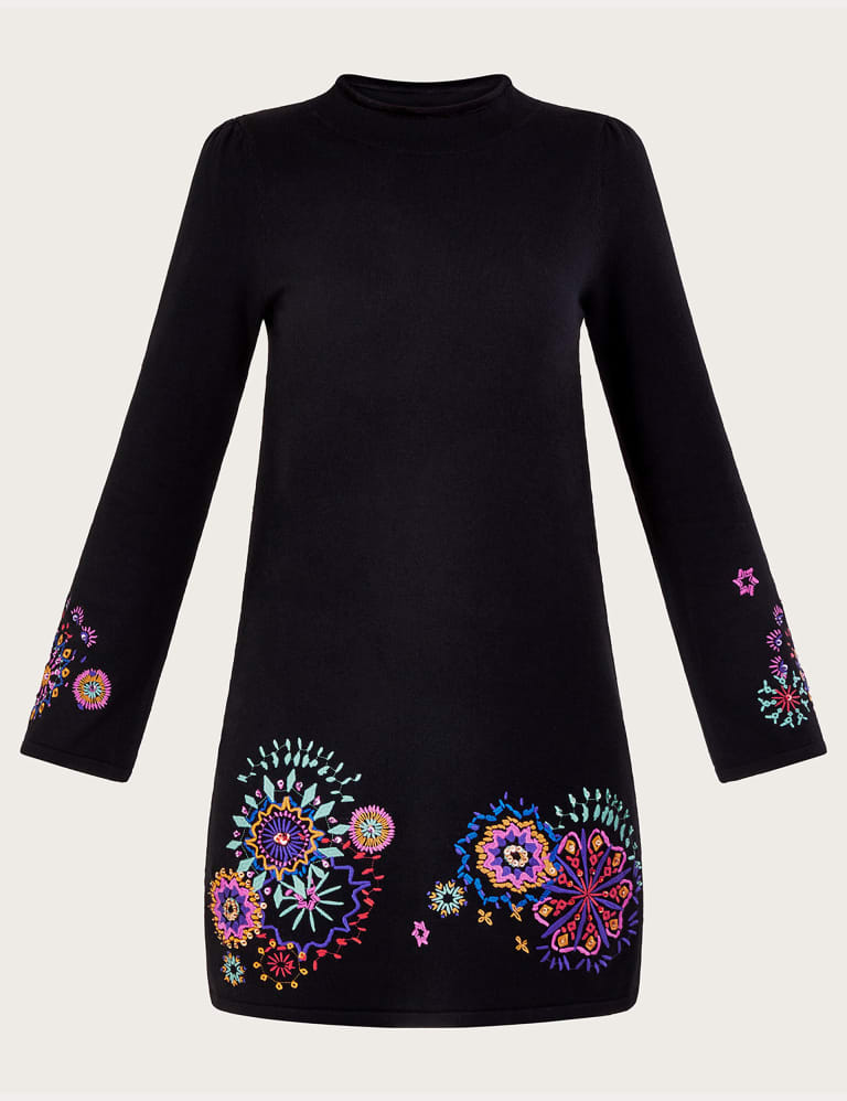 Embroidered High Neck Mini Jumper Dress Monsoon M S