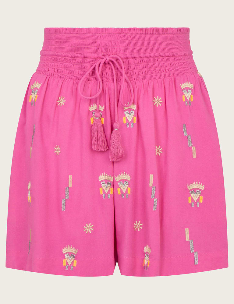 Embroidered high waisted shorts hotsell