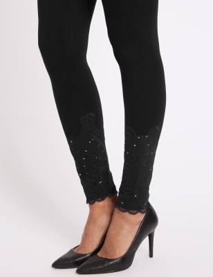 Lace deals hem leggings