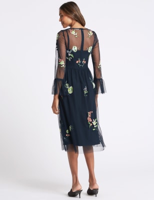 Mesh embroidered outlet maxi dress