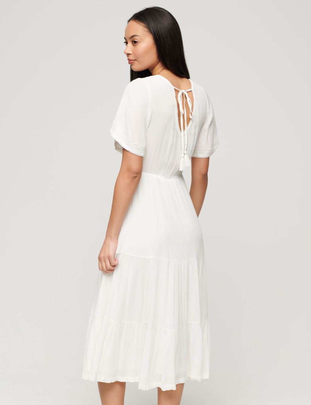 Embroidered Midi Relaxed Smock Dress 2 of 6