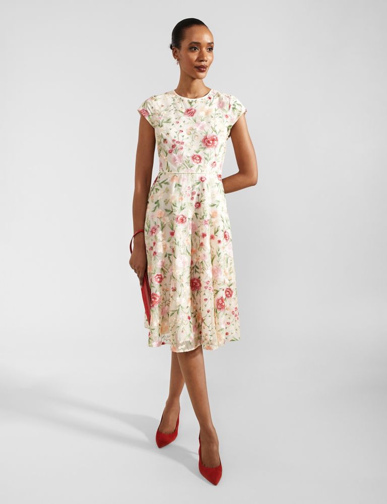 Embroidered Midi Waisted Dress 9 of 10