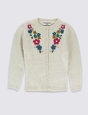 Embroidered Neck Cardigan (1-7 Years) Image 2 of 3