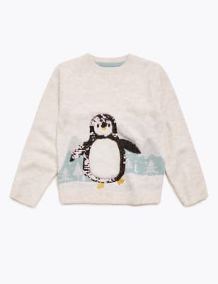 Embroidered Penguin Jumper (2-7 Yrs) Image 2 of 4