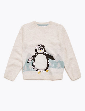 Embroidered Penguin Jumper (2-7 Yrs) Image 2 of 4