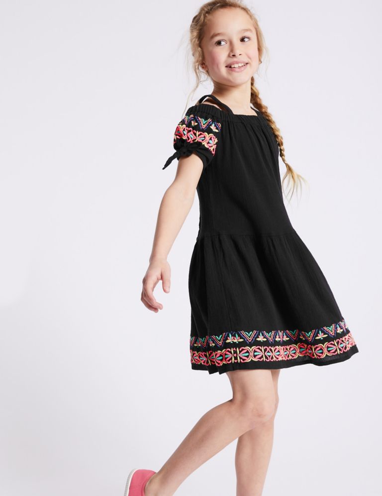 Embroidered Pure Cotton Dress (3-16 Years) 1 of 4