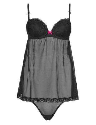 EMBROIDERED PUSH UP BABYDOLL