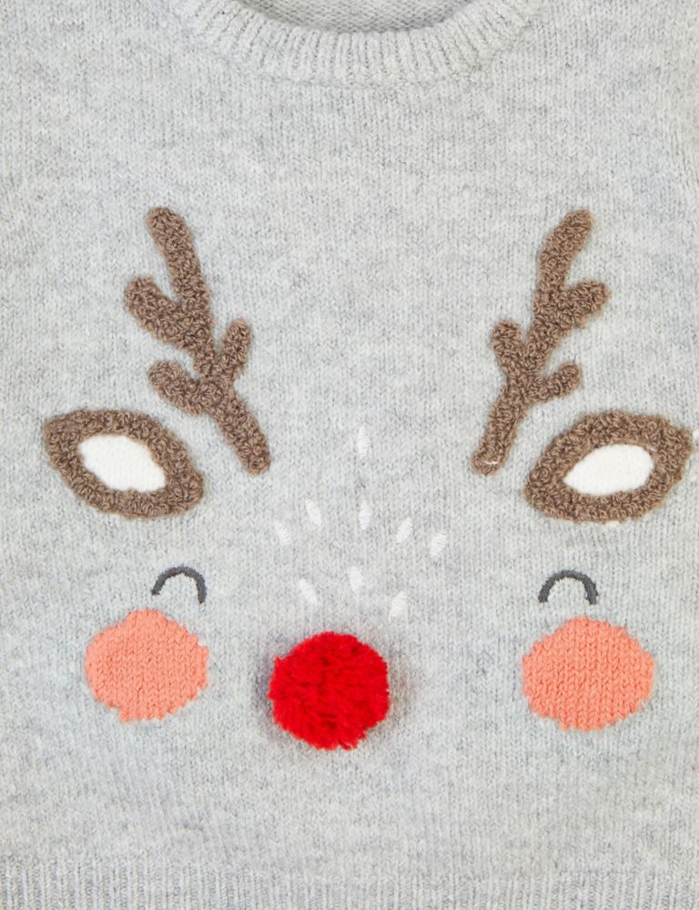 Embroidered Reindeer Christmas Jumper 3 of 3