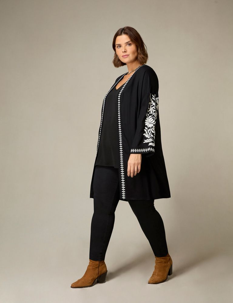 Embroidered Relaxed Longline Kimono 1 of 5