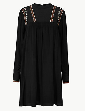 Embroidered Relaxed Mini Dress Image 2 of 4
