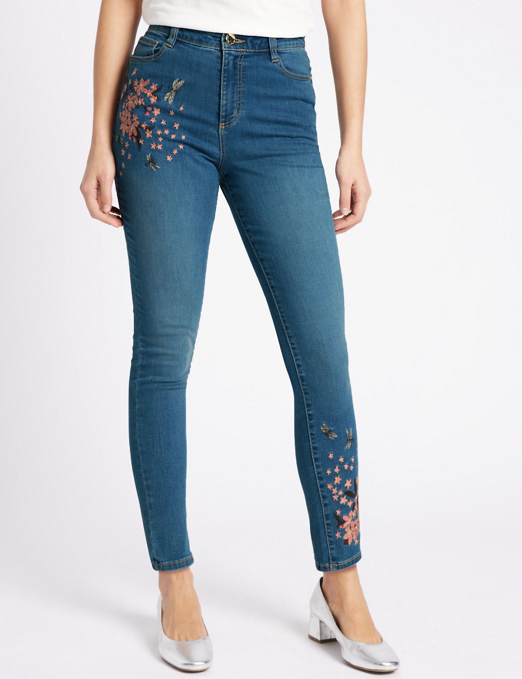 Embroidered Roma Rise Skinny Leg Jeans 2 of 6