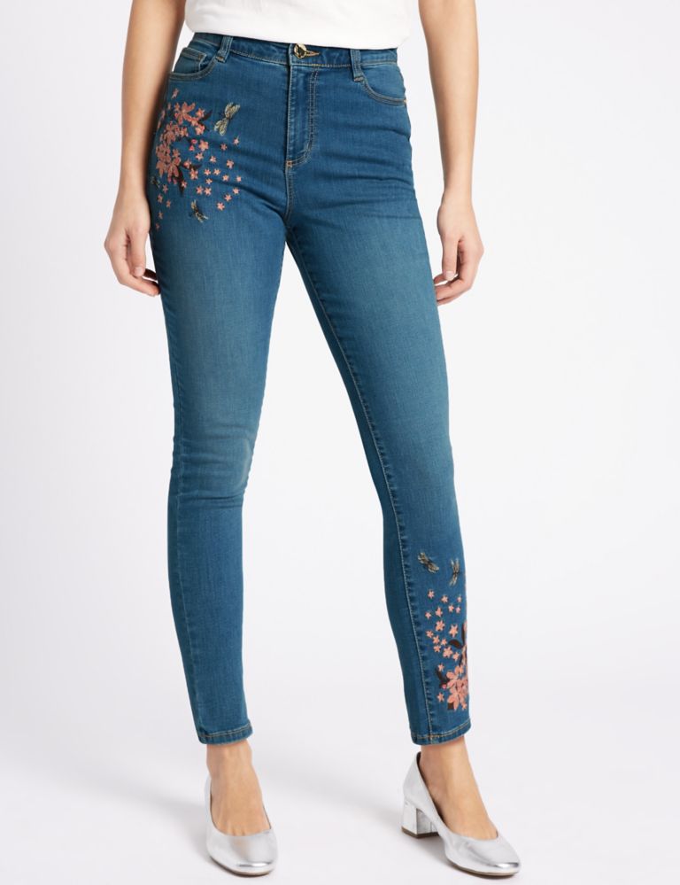 Embroidered Roma Rise Skinny Leg Jeans 3 of 6