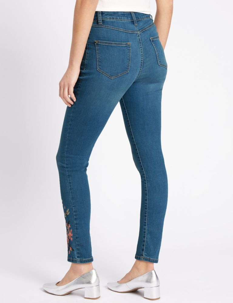 Embroidered Roma Rise Skinny Leg Jeans 4 of 6