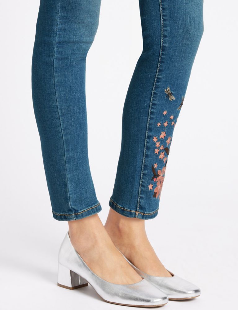 Embroidered Roma Rise Skinny Leg Jeans 6 of 6