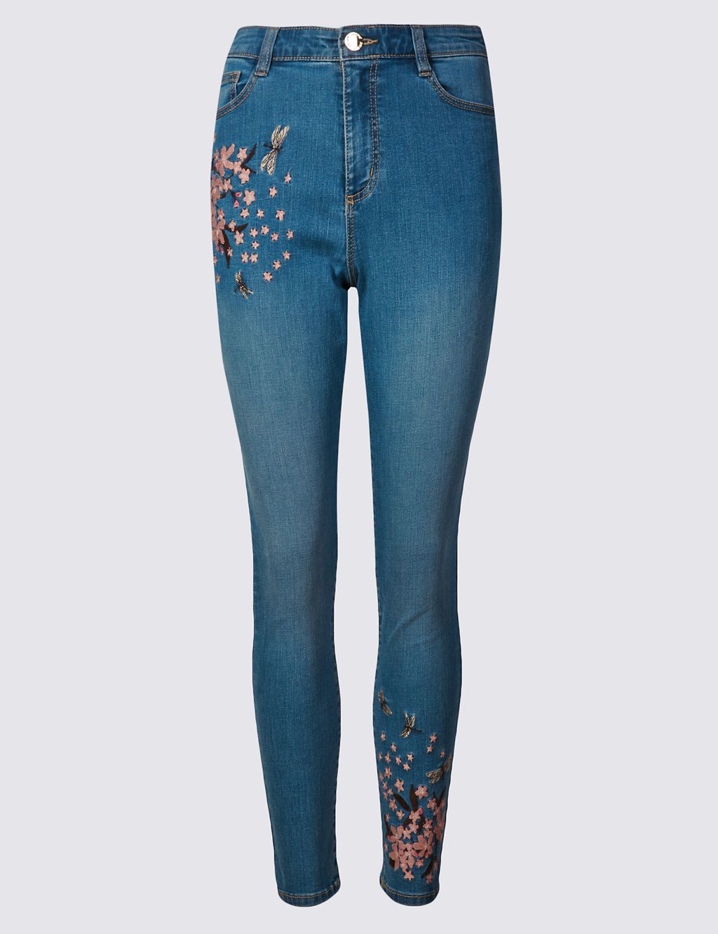 Embroidered Roma Rise Skinny Leg Jeans 1 of 6