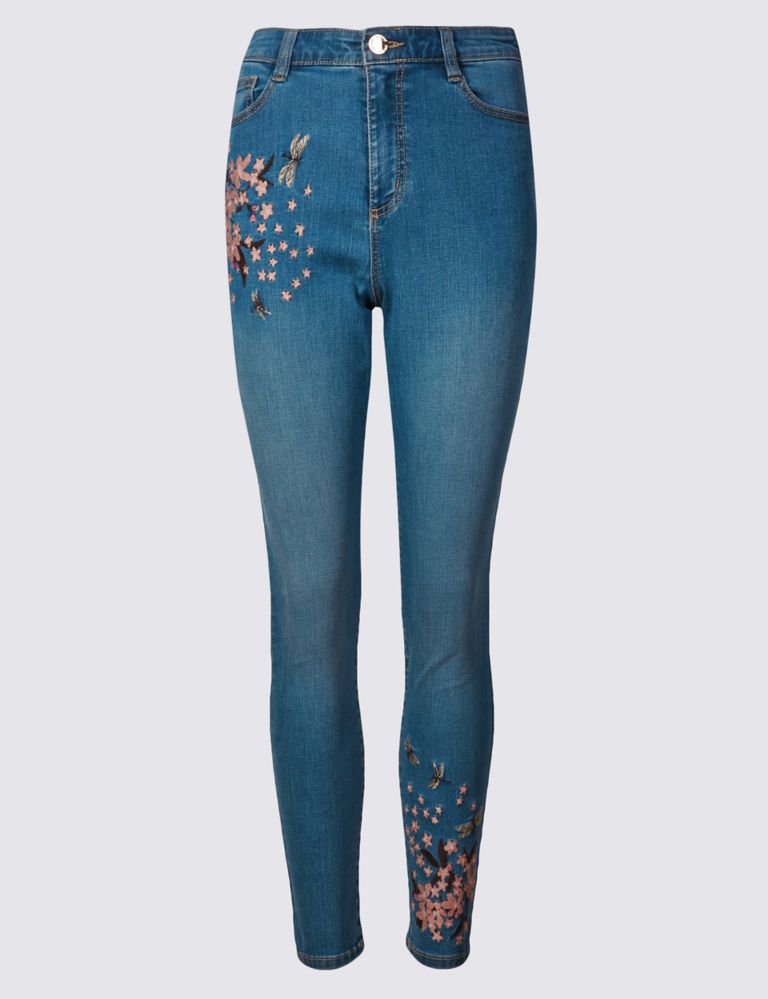 Embroidered Roma Rise Skinny Leg Jeans 2 of 6