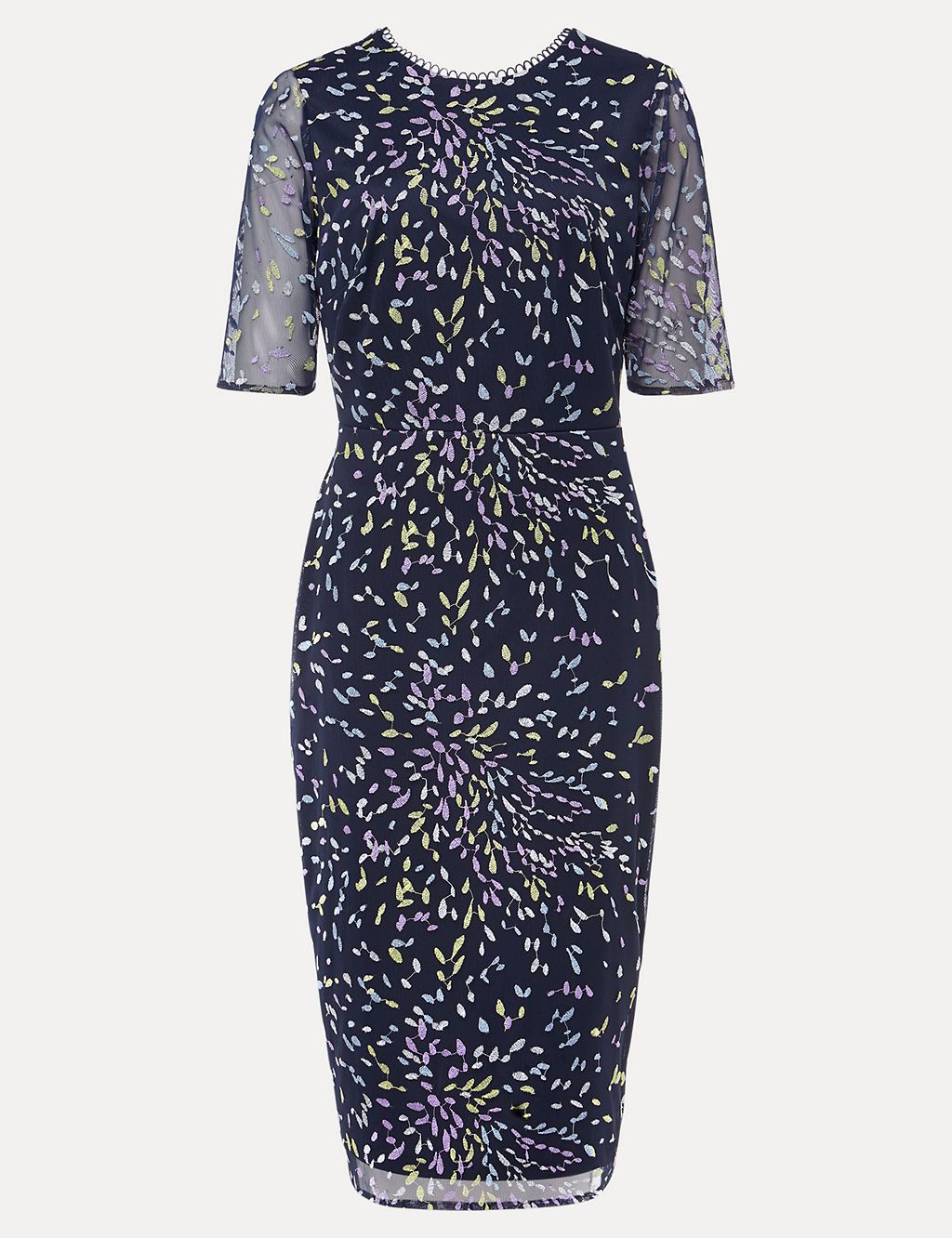 Embroidered Round Neck Midi Tailored Dress 1 of 6