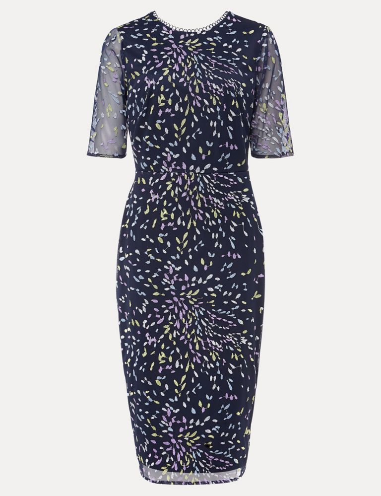 Embroidered Round Neck Midi Tailored Dress 2 of 6