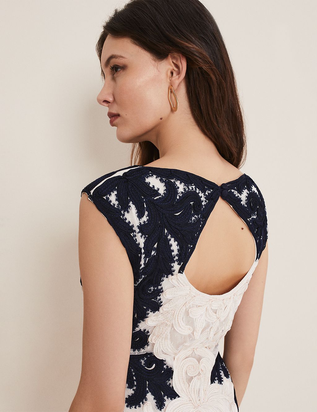 Embroidered Round Neck Tailored Dress 5 of 6