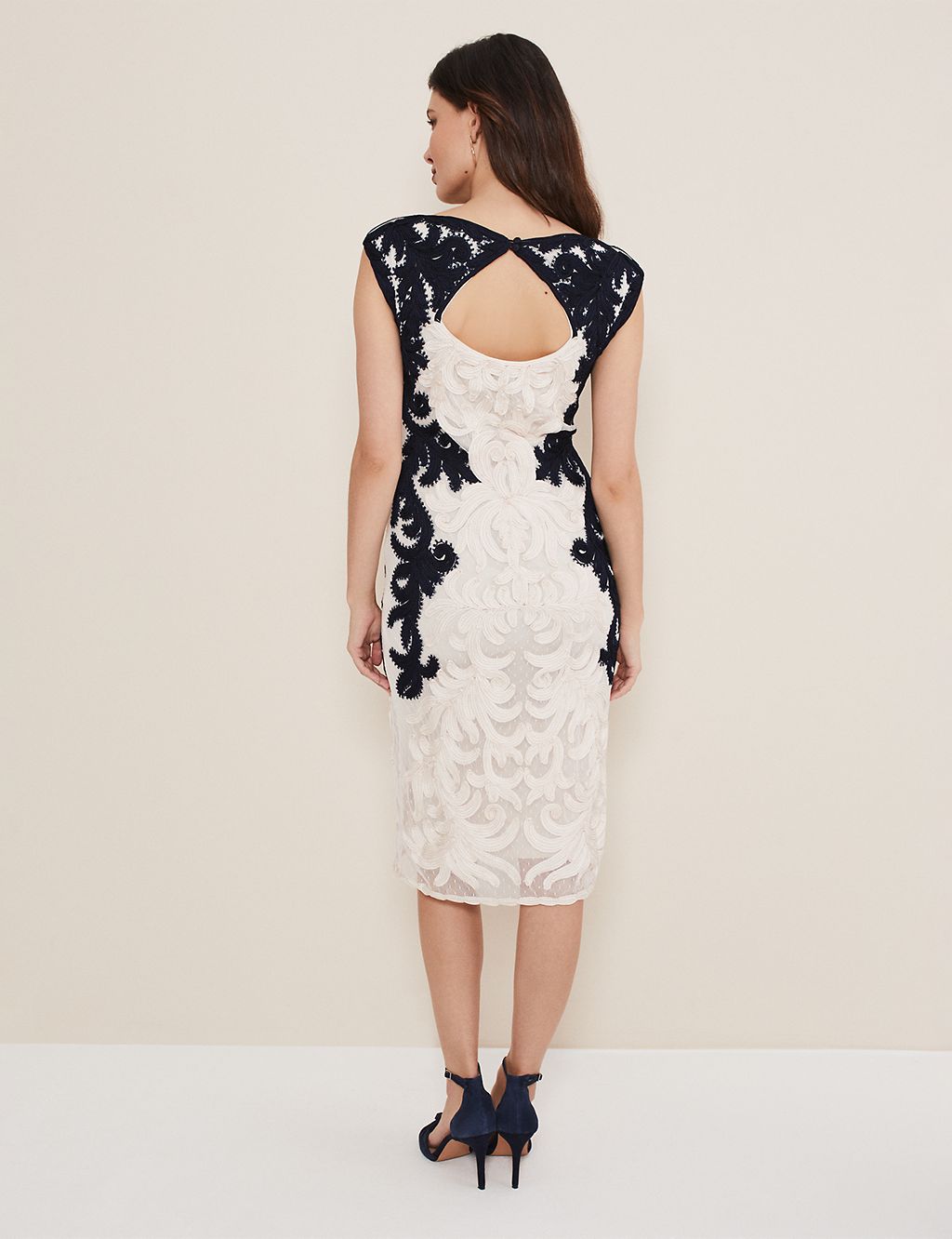 Embroidered Round Neck Tailored Dress 6 of 6