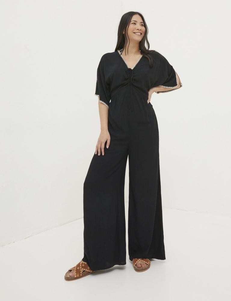 Embroidered Short Sleeve Jumpsuit 1 of 5