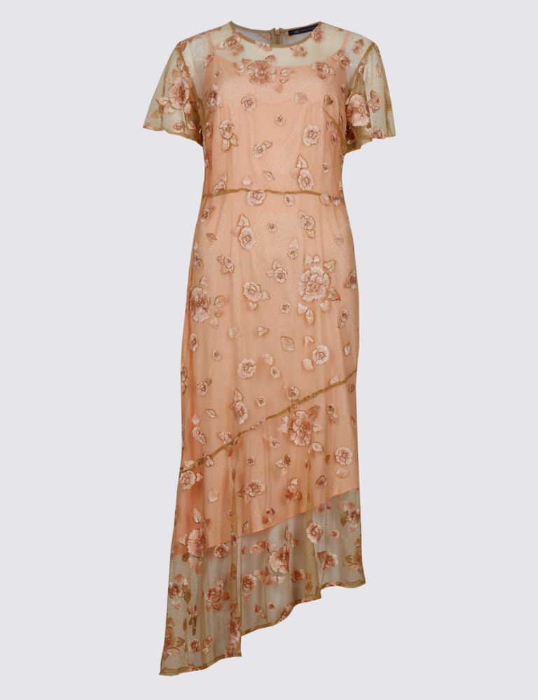 Embroidered Short Sleeve Midi Dress 2 of 5