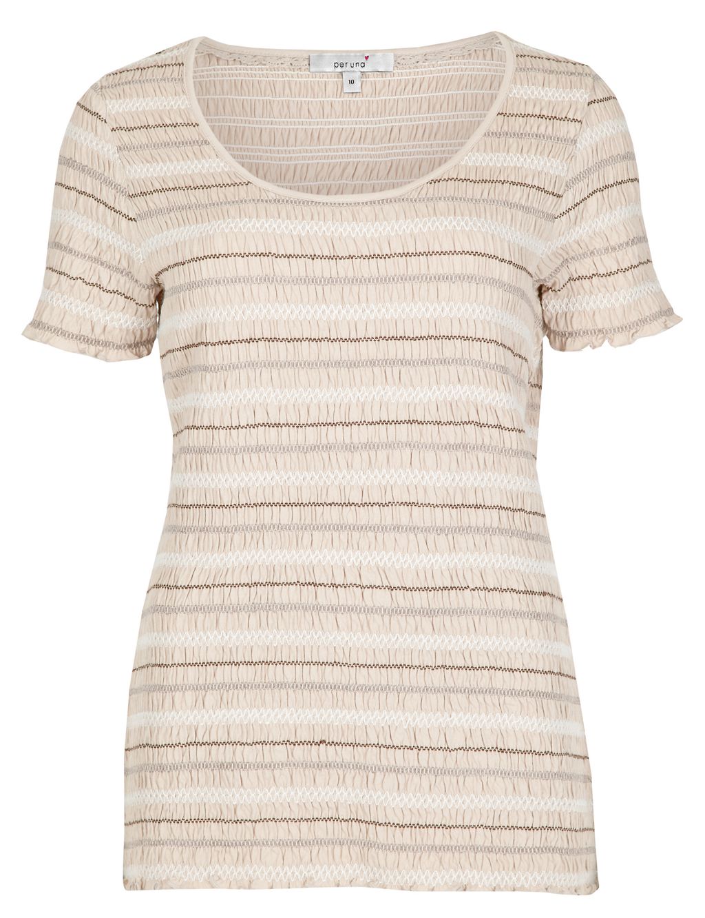 Embroidered Striped Top with Modal 2 of 5
