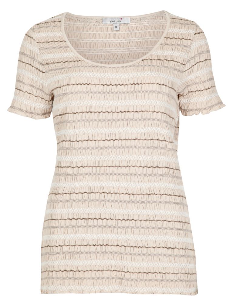 Embroidered Striped Top with Modal 3 of 5