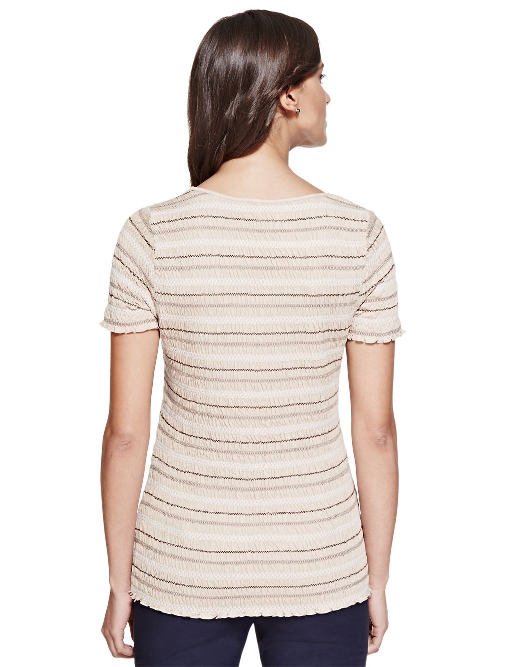 Embroidered Striped Top with Modal 5 of 5