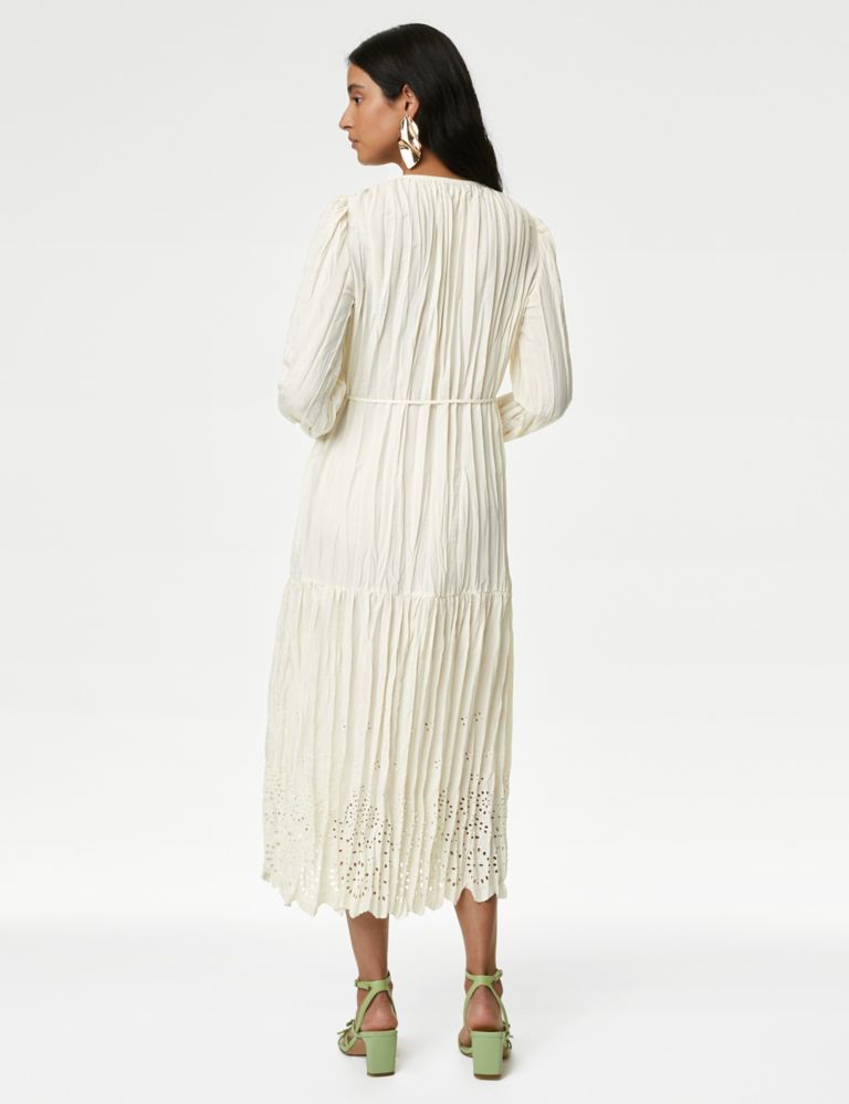 Embroidered Tie Neck Midaxi Tiered Dress 4 of 4