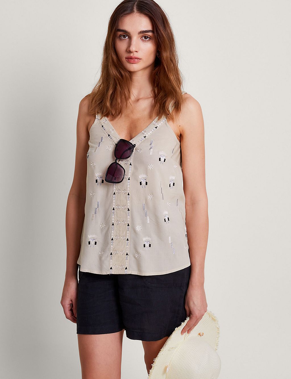 Embroidered V-Neck Cami Top 1 of 4