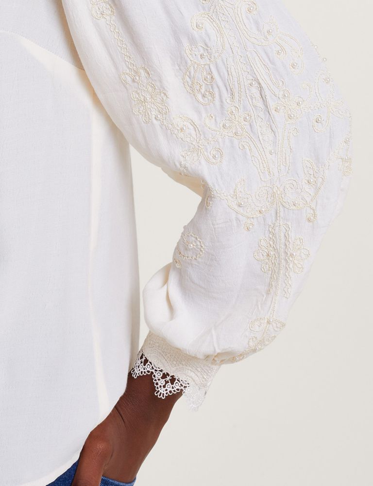 Embroidered V-Neck Lace Detail Bouse 5 of 5