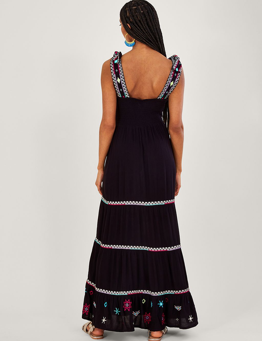 Embroidered V-Neck Maxi Tiered Dress 2 of 5