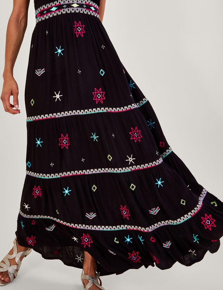 Embroidered V-Neck Maxi Tiered Dress 5 of 5