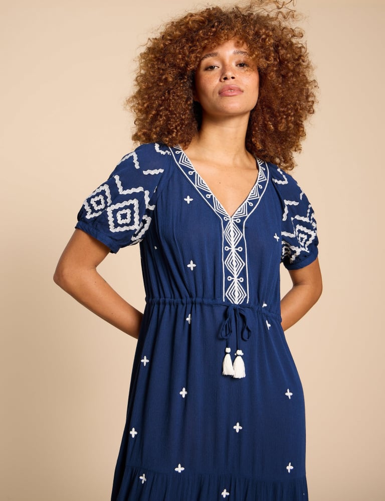 Navy blue cheap embroidered dress