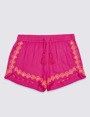 Embroidered Woven Shorts (3-14 Years) Image 2 of 4
