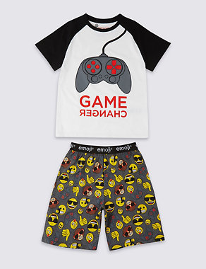 Emoji™ Pure Cotton Short Pyjamas (7-16 Years) Image 2 of 4