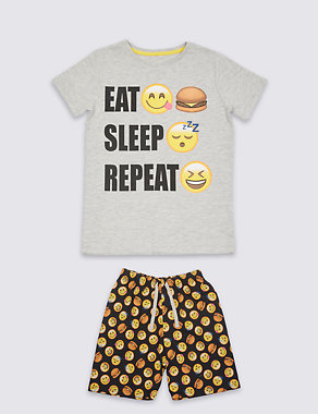 Emoji Print Short Pyjamas (6-16 Years) Image 2 of 4