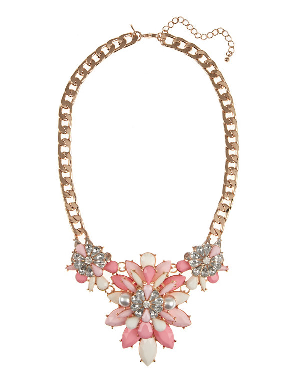 Encrushed Floral Diamanté Necklace Image 1 of 1