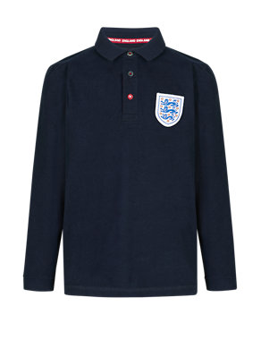 England FA 3 Lions Pure Cotton Polo Shirt (5-14 Years) Image 2 of 3